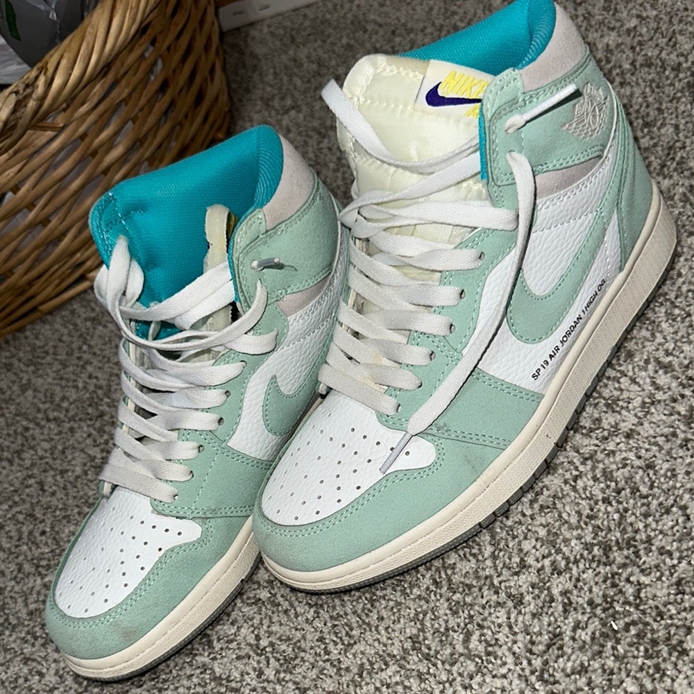 Nike Women's Mint Green and White Sneakers
